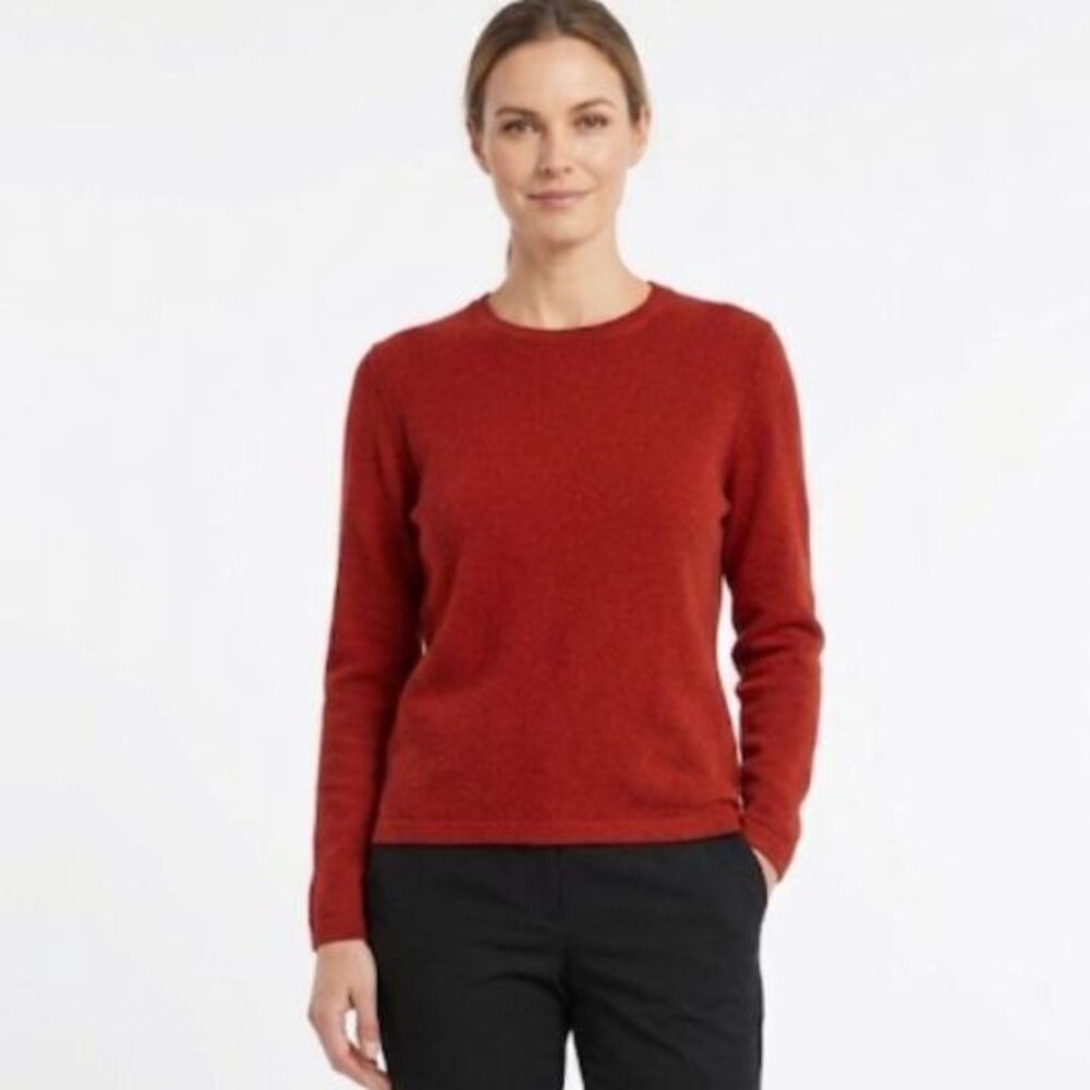 Country Shop Women's Red 100% Cashmere Crewneck Long Sleeve Sweater Size L